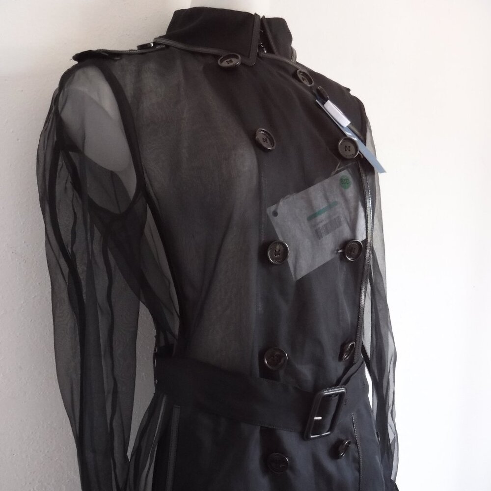 NWT BURBERRY BLACK SILK SHEER TRENCH COAT - Picture 5 of 15